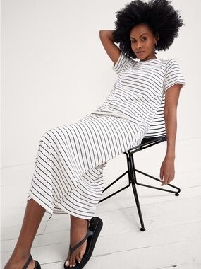 Hatch White and Black Striped Maxi Dress